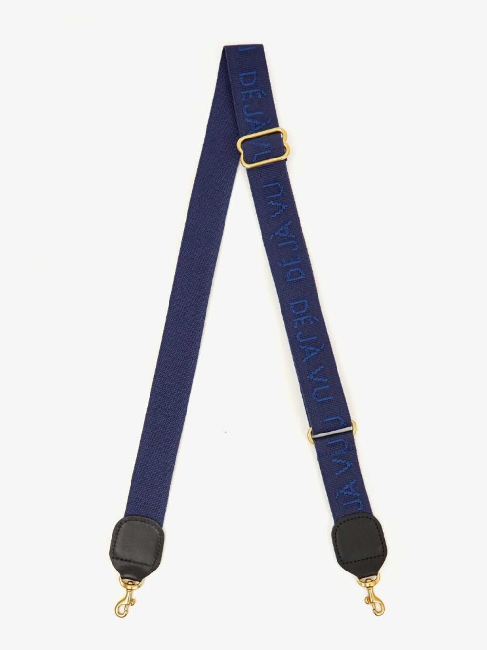 NWT Clare V Adjustable Crossbody Strap - Navy Blue w/ Tonal Déjà Vu